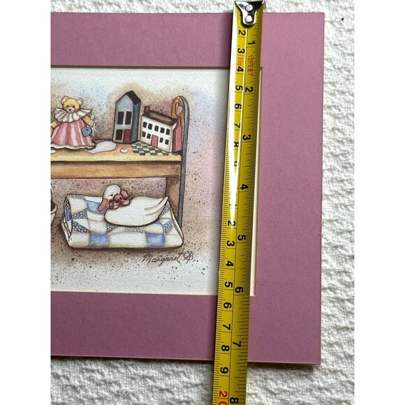 Margaret B. Signed Vintage Country Decor Matted Two Prints High Chair Blanket - Picture 7 of 9